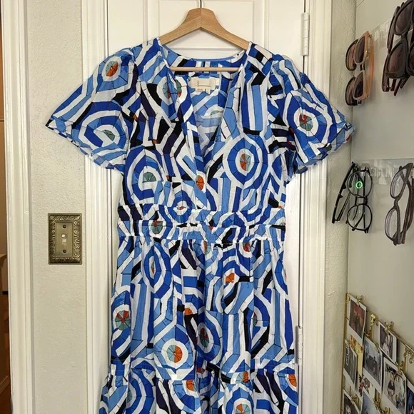 Anthropologie Somerset Hawaiian blue tiered maxi dress - Picture 8 of 12